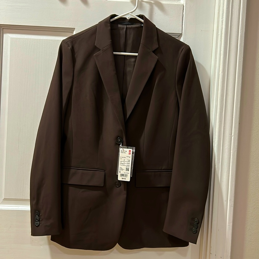 Uniqlo women tailored jacket brand new dark brown size S